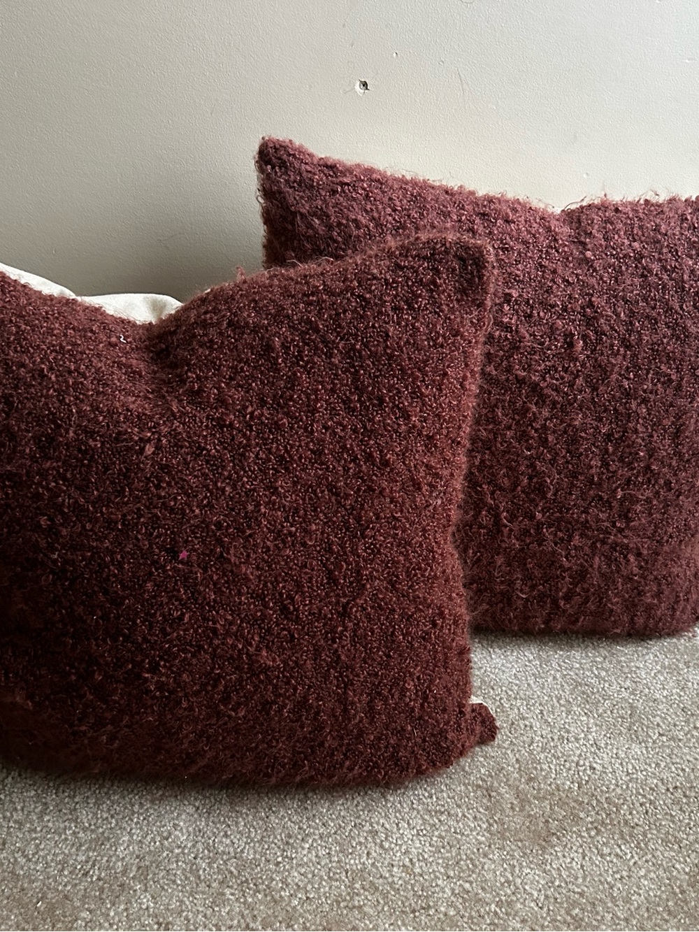 Pottery Barn Bouclé Accent Pillow Set in Burgundy